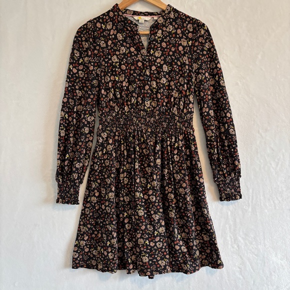 Boden‎ Black Floral jersey mini Dress 4 - Picture 2 of 10